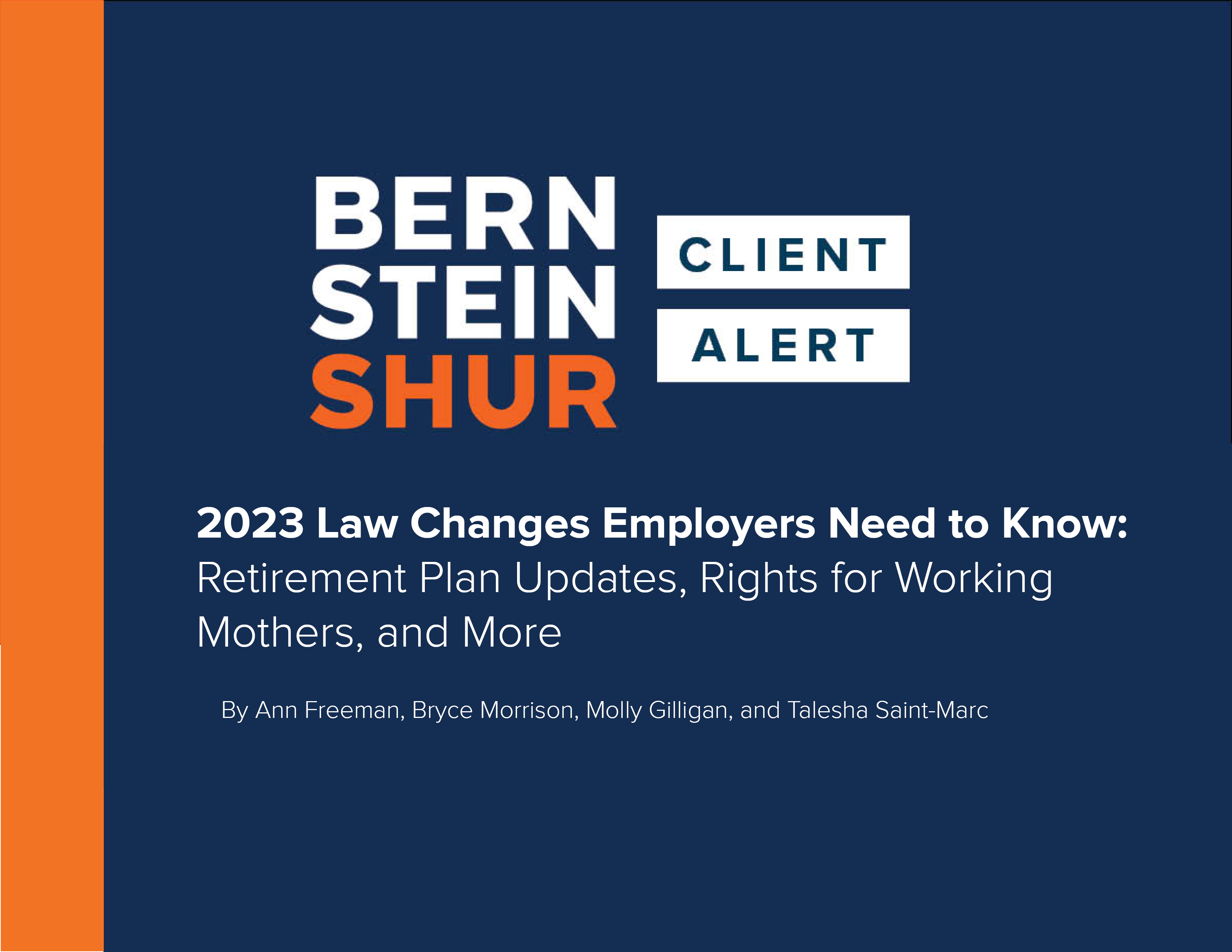 2023 Law Changes Employers Need to Know: Retirement Plan Updates, Rights  for Working Mothers, and More - Bernstein Shur Law Firm